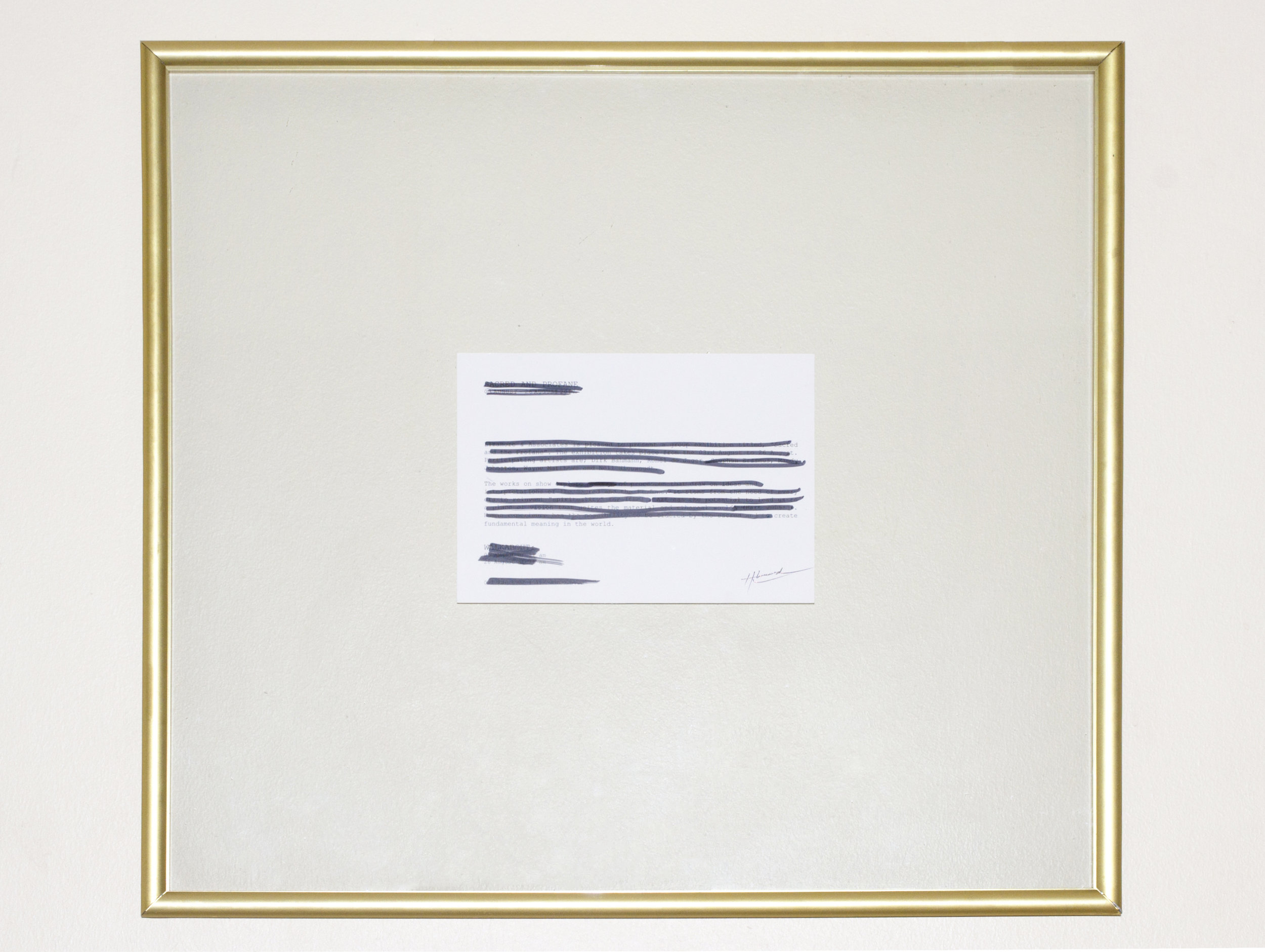 Cryptich (Part I of III), 2017, permanent marker on Art-speak, 14.7 x 21cm