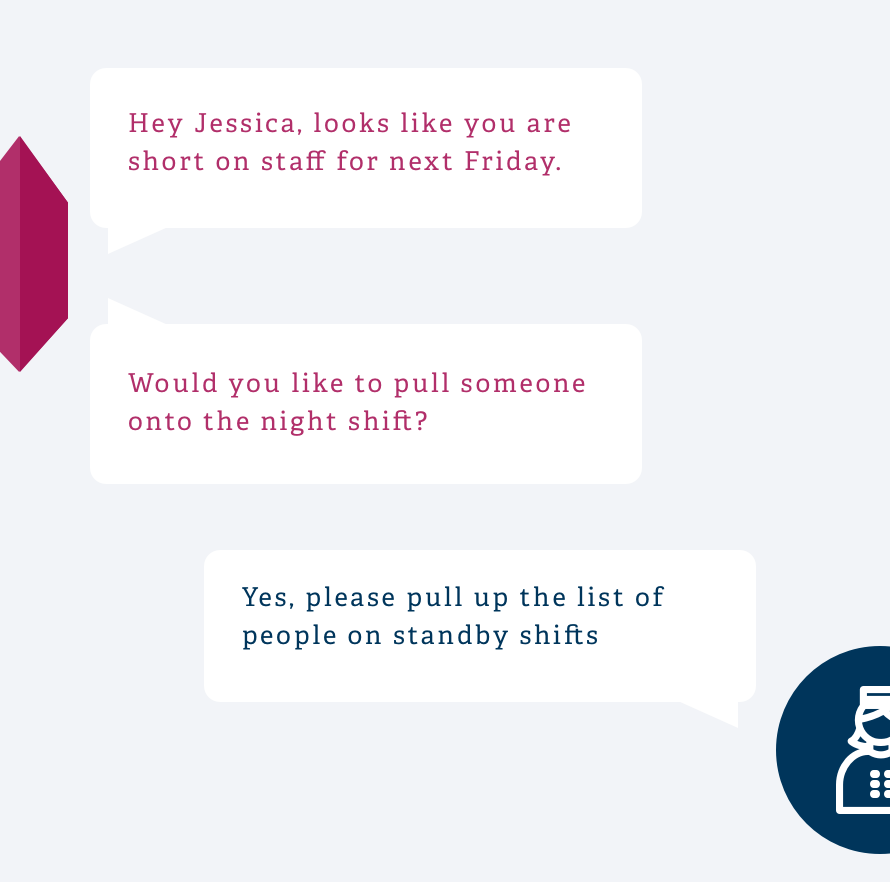 Ruby initiated conversation: Ruby can also began conversations that remind or update the hotel mangers about tasks