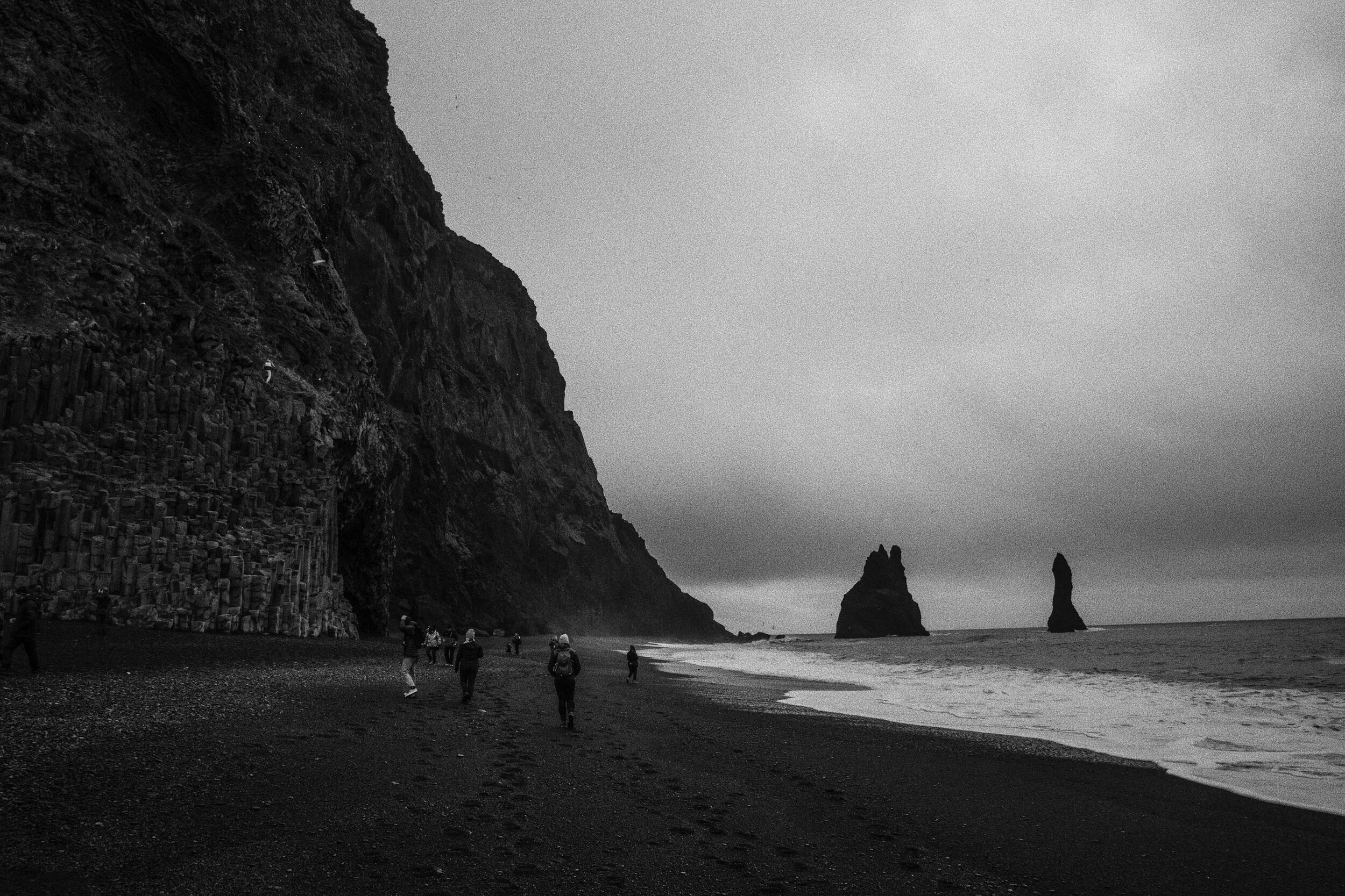 %22Black Sand Beach in B&W%22.JPG