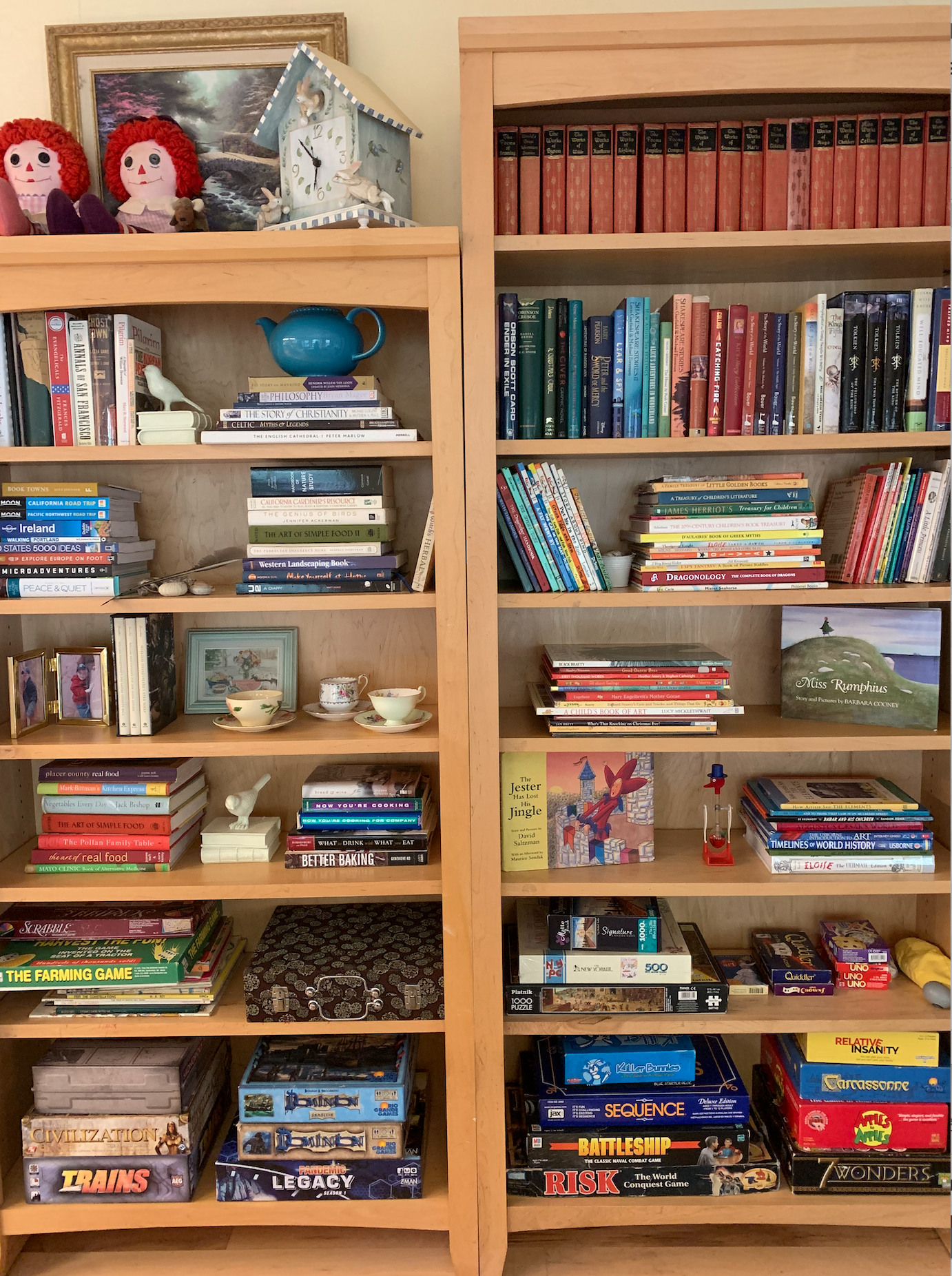It took two years for me to touch these shelves, sorting and organizing board games and children’s books. But I finally could. There is a lot of hope for the future including children within these shelves.