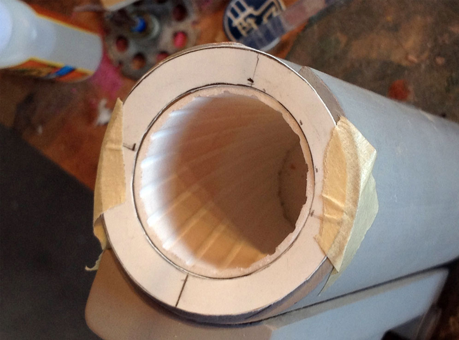  I drew out a template that would allow me to glue in the insert centered in the acrylic tube.    