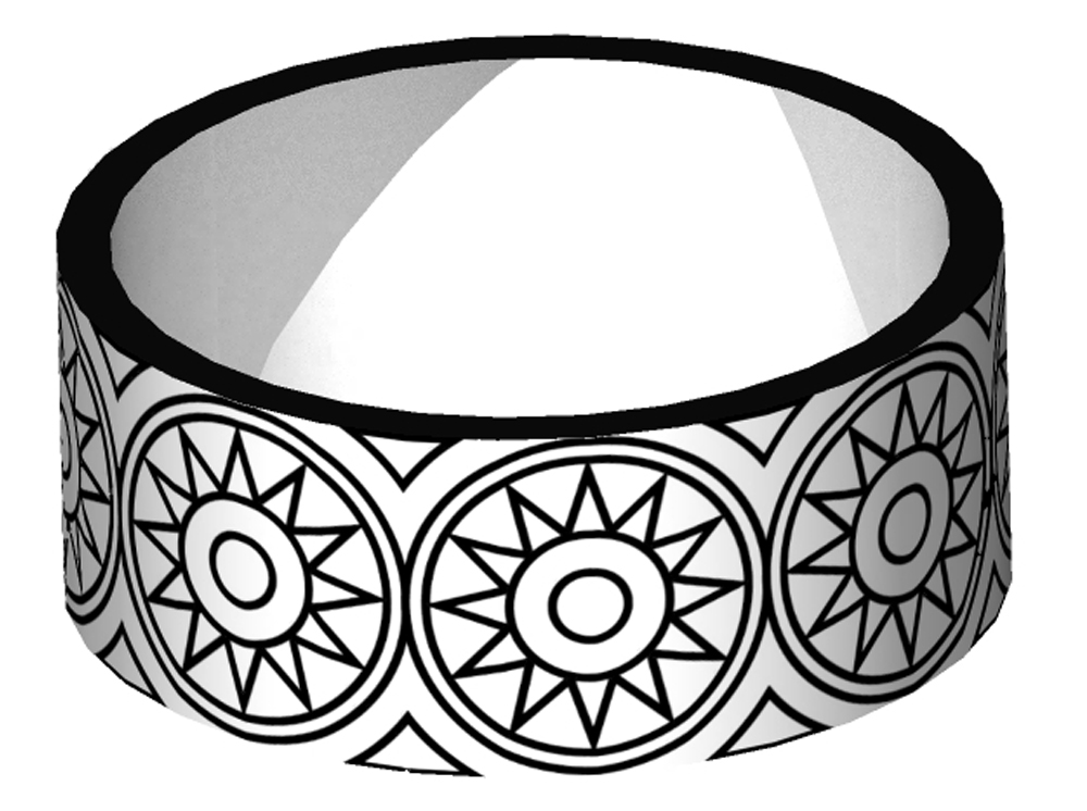  The shaft has two decorative rings around it. Strata can map the pattern around the ring but the geometry would have to be built from scratch. 