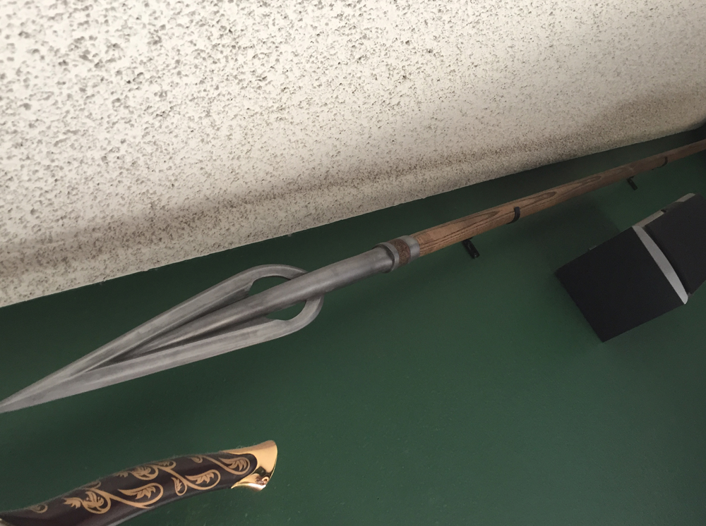 The final 9' spear on display.