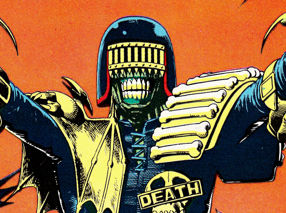  British comic artist Brian Bolland is the designer of Judge Death and one my favorite illustrators. I wanted to build my helmet based on his design. 
