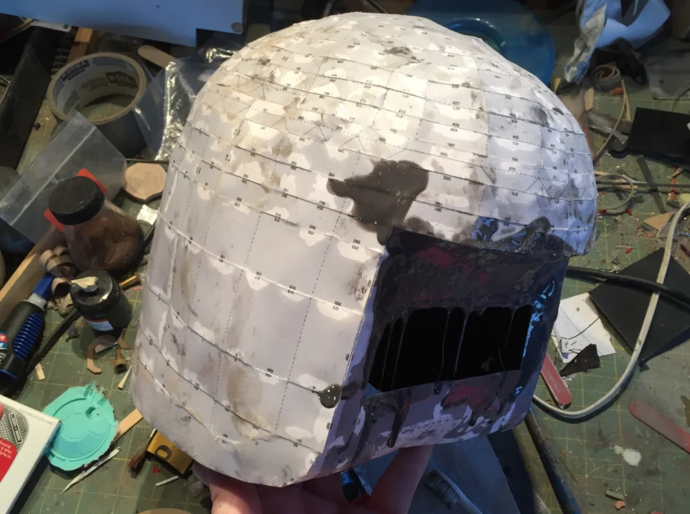 I then slushed a few layers of resin inside the paper model.