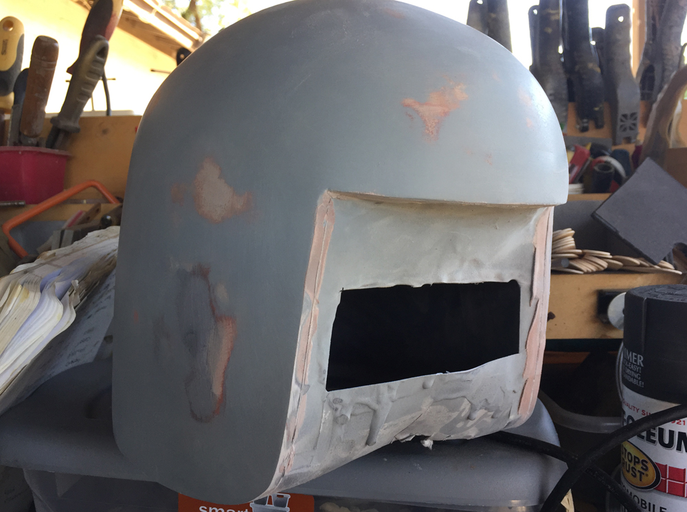  More smoothing and I scribed the thickness of the helmet. 