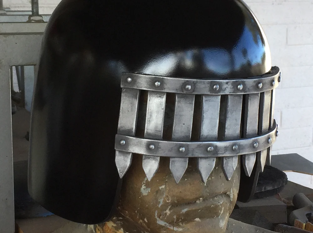 The painted helmet with visor applied.