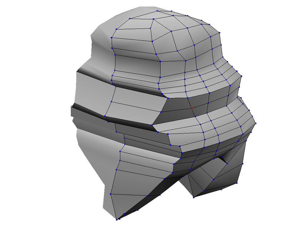  After drawing up a template from screen caps, I started to sculpt the head. It's important to rough in the major shapes before the geometry gets too complicated. 