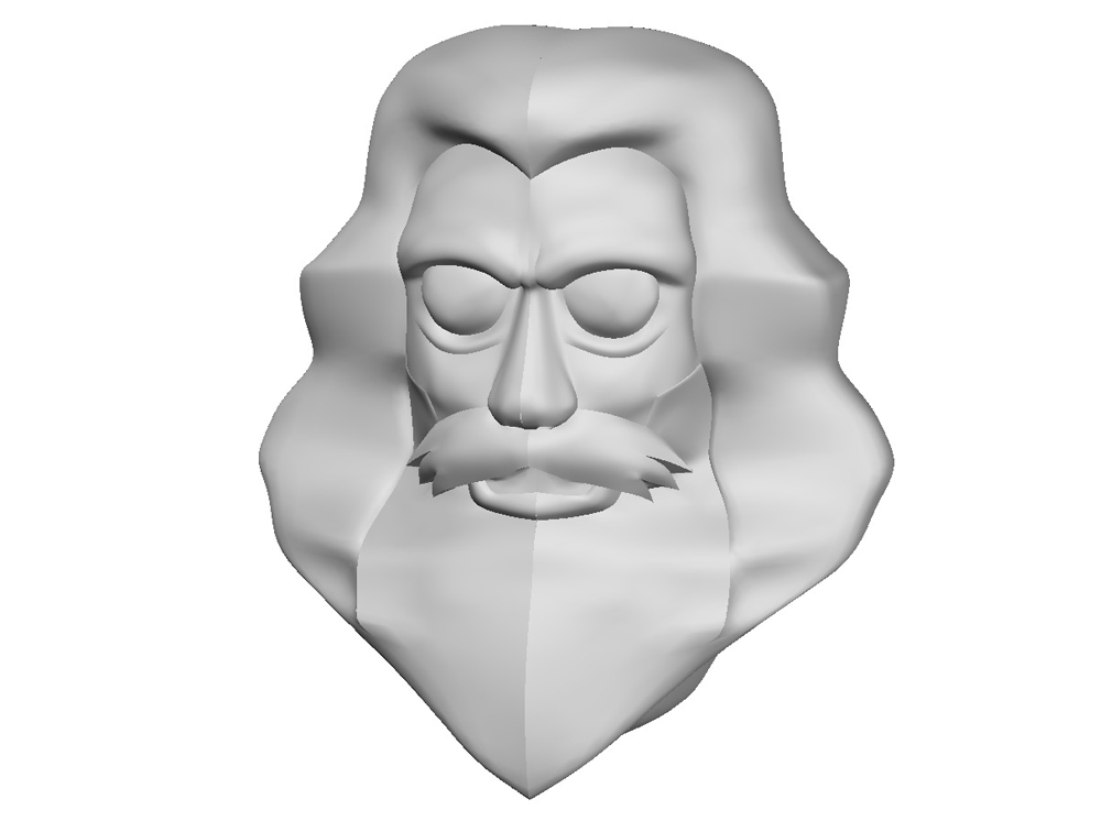  Face sculpted. Fortunately, I only have to sculpt one side…the geometry is mirrored automatically. 