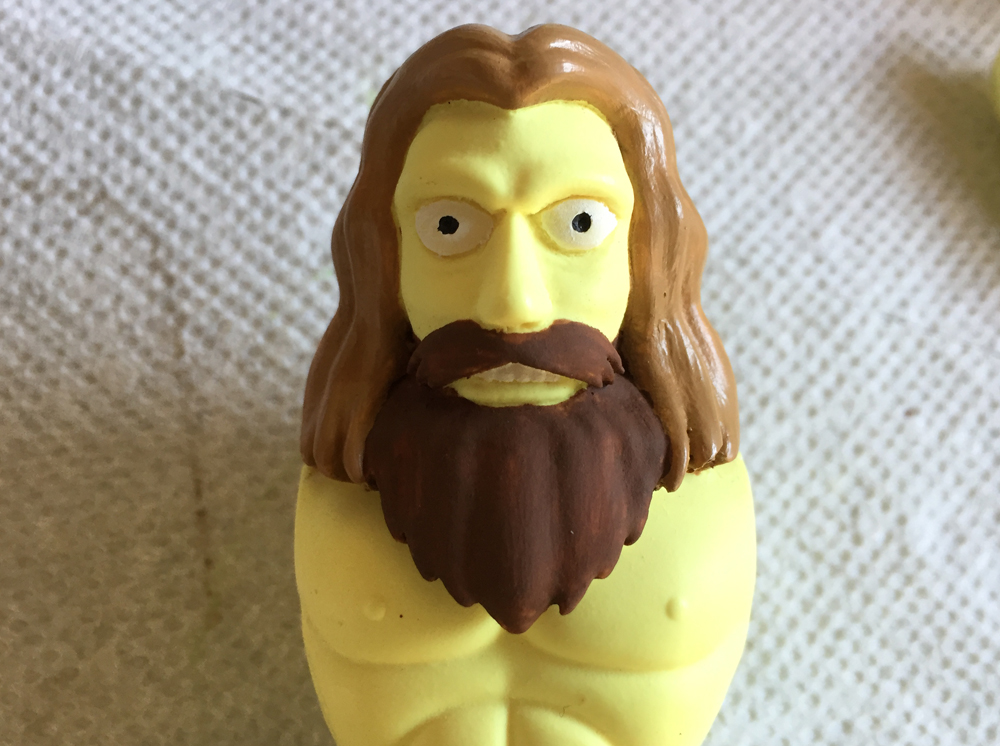 Alan’s hair, beard, eyes and mouth were also painted by hand with acrylic craft paints.