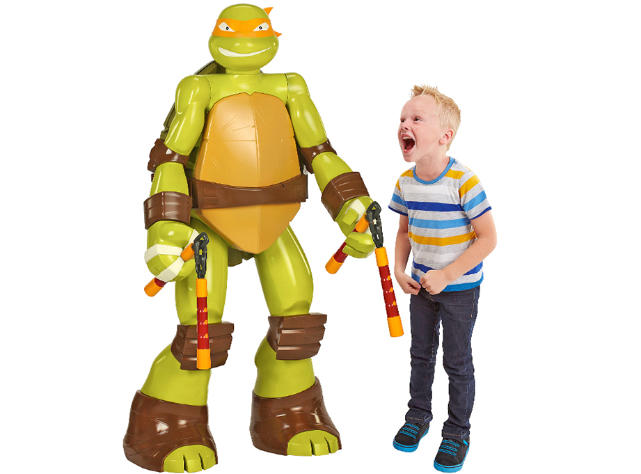  This is an accurate representation of me seeing the life-size Michelangelo toy. It just needed to be more accurate. 