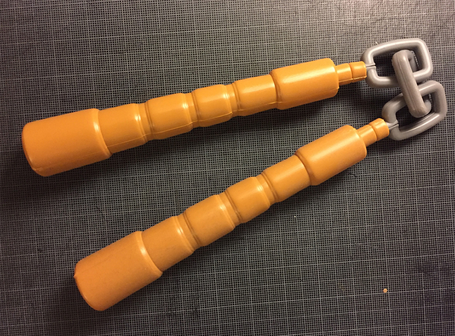  The supplied nunchucks were horrible! I had to re-build them from scratch. 