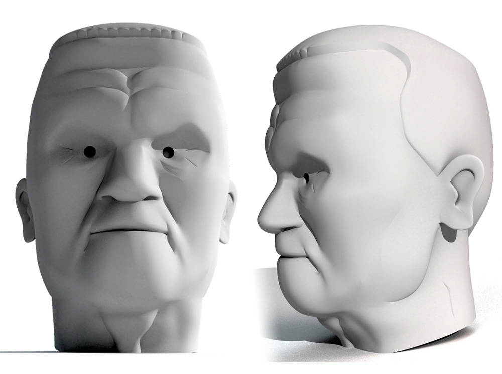 I started with the head to test out the 3D printing. I was hoping that Shapeways’ full-color Sandstone would be a good solution. 