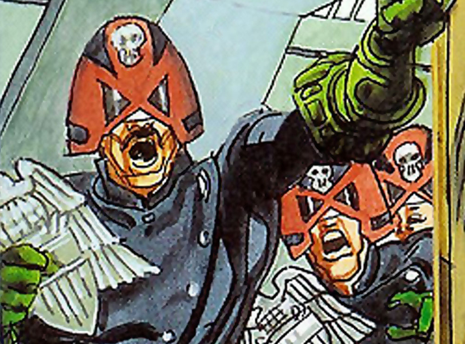  This is the SJS helmet from the Judge Dredd comics. A few members of the Judge Dredd costume group on Facebook wanted a Dredd (2012) movie-style helmet. 