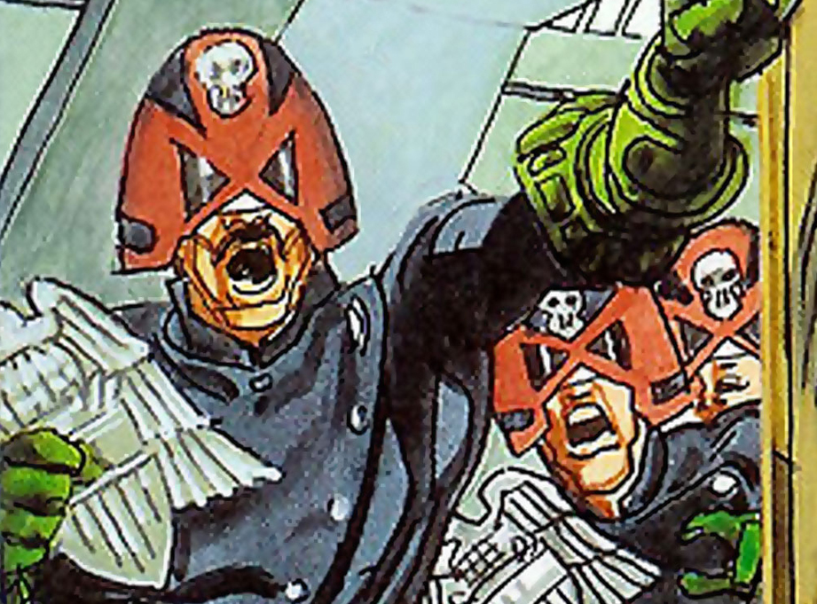 This is the SJS helmet from the Judge Dredd comics. A few members of the Judge Dredd costume group on Facebook wanted a Dredd (2012) movie-style helmet.