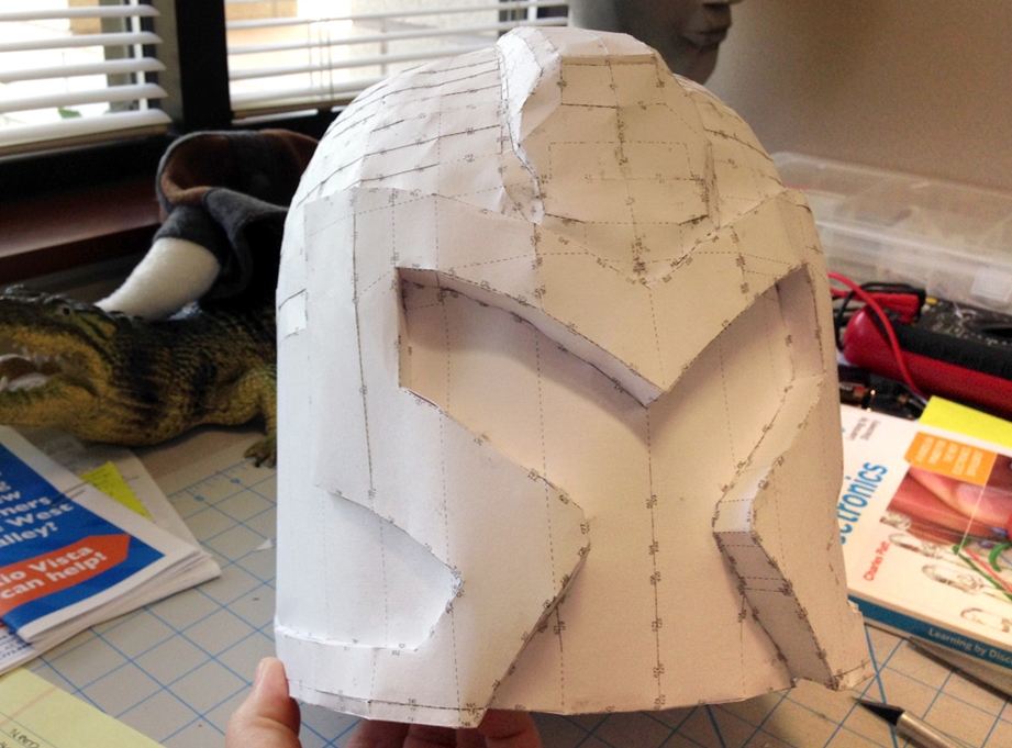  I built the helmet in 3D and then converted it to a paper model. 