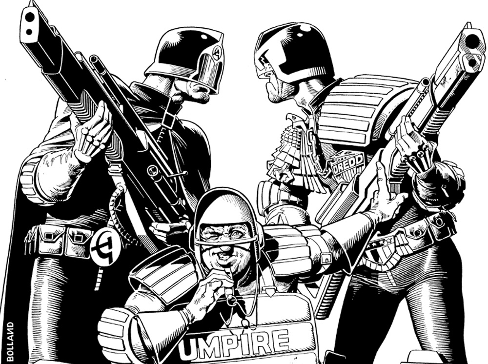  The first appearance of the East-Meg Judges took place in the Luna-1 stories (Progs 50-51) as drawn by Brian Bolland, my favorite Dredd artist. 