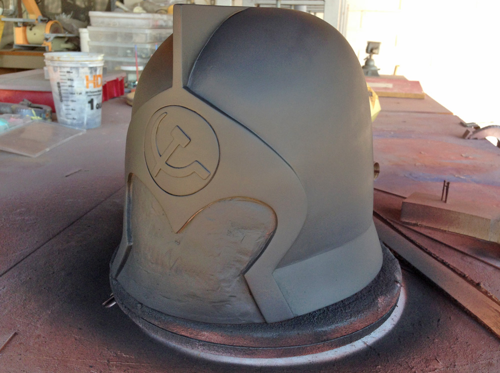  The helmet and emblem was painted with a final coat of primer. 
