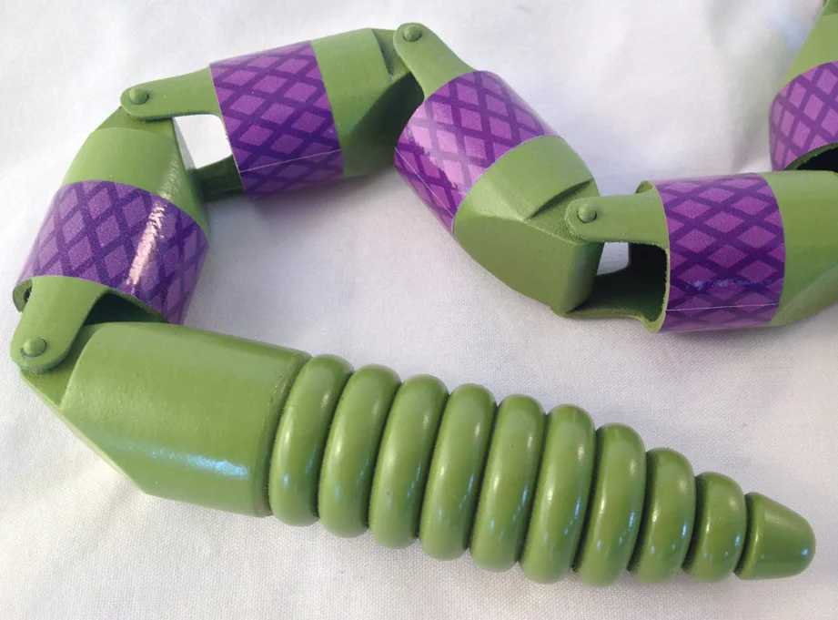 Detail of the rattle. In later builds, I added a few pieces of plastic inside so that it would actually rattle!