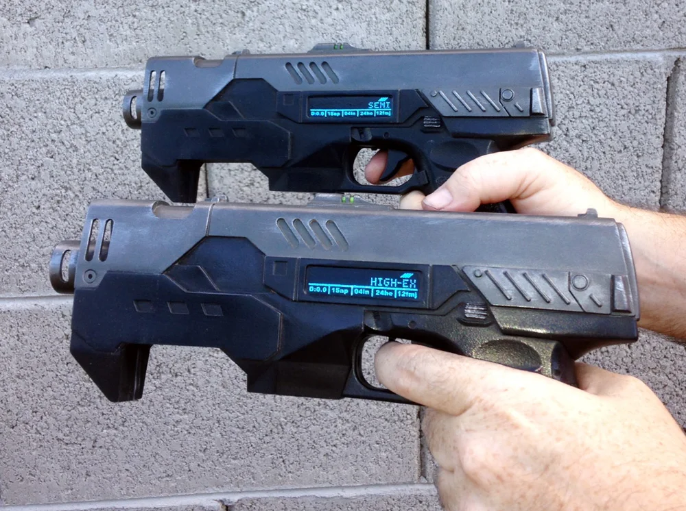 I also bought a set of reflective stickers for the selector screen of the gun. Once you throw a camera flash on it, it lights up just like you spent time and money to add electronics!