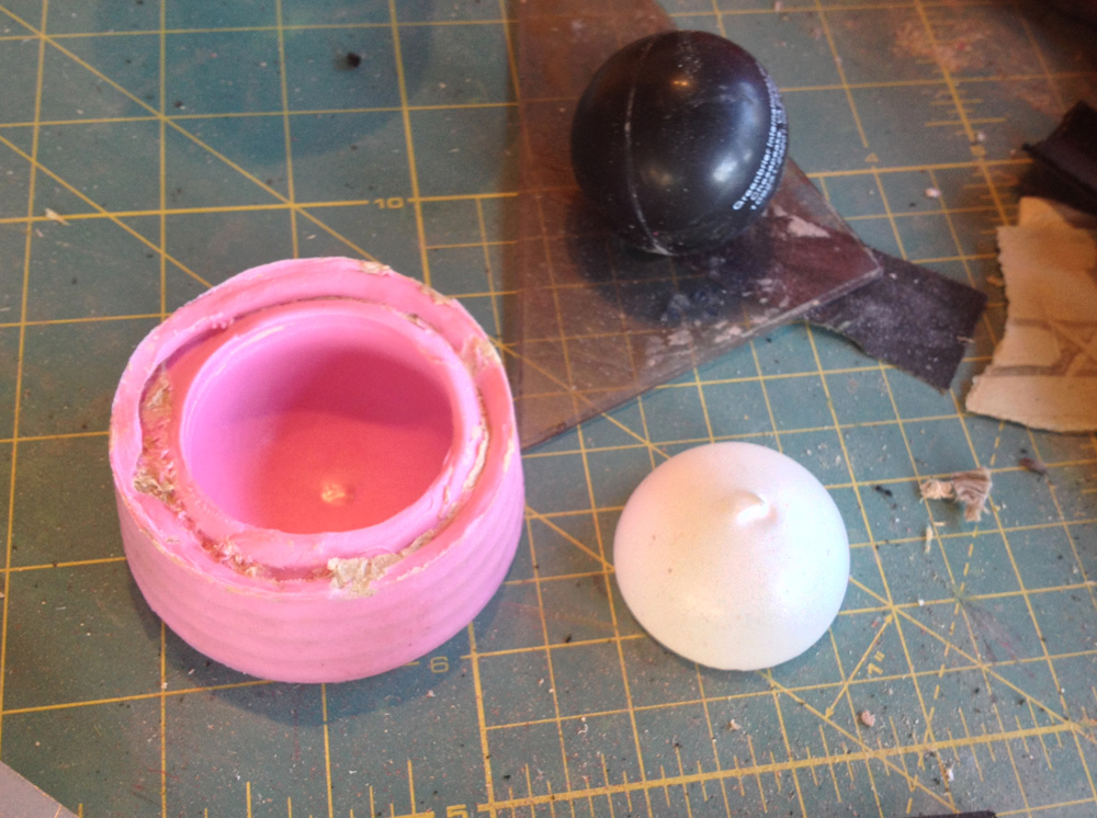  I made a quick mold of half of the ball and cast two copies. 