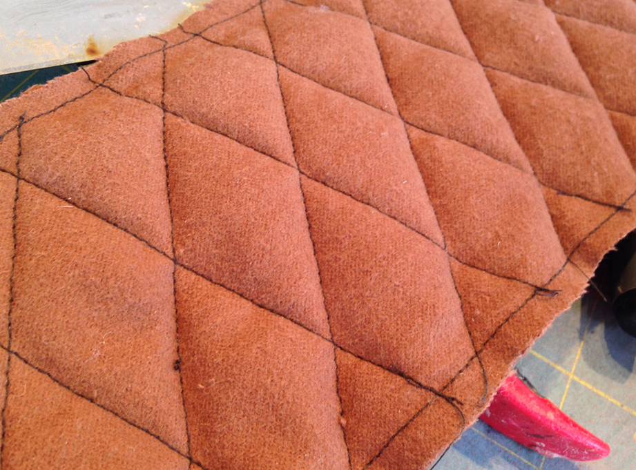 I sewed the quilting diamond pattern on each panel.