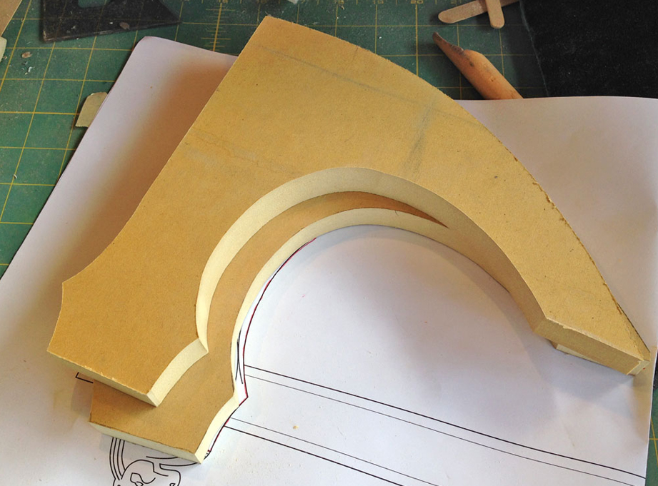  For the blade, I transferred the profile from my plans to two sheets of 3/4” MDF. 