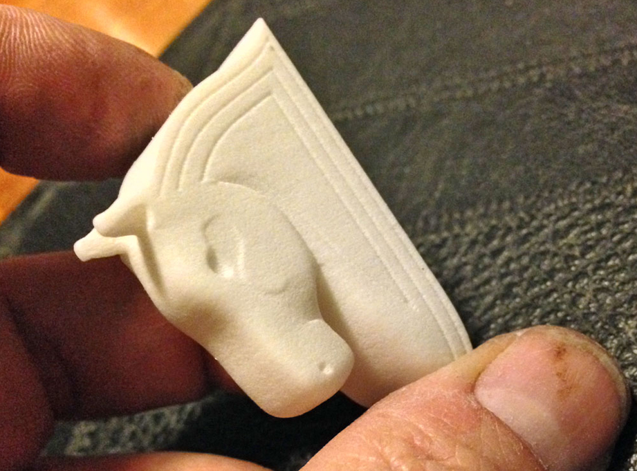 A couple of weeks later I got the 3D print of it. I could’ve made some of the detail deeper but it’ll still work. 