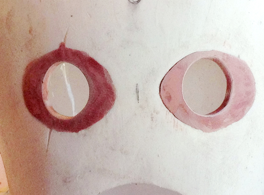  …and new eye holes were drilled in the insert. 