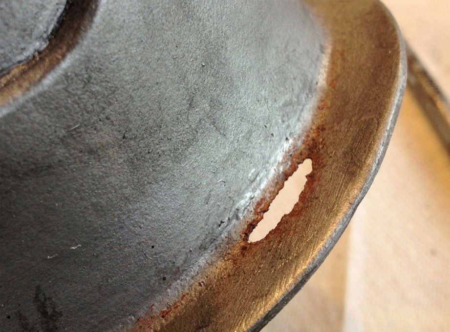  I had a thin area in the casting that I turned into a rusted-through spot rather than patching it with Bondo. 