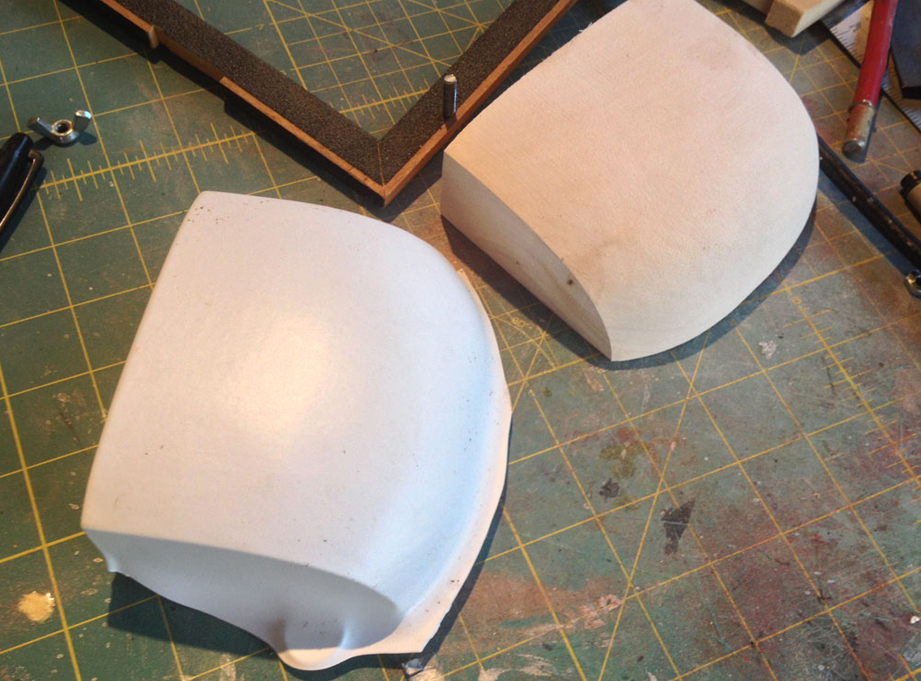  I vacuum formed some styrene over the interior head form to make a stand-in visor. 