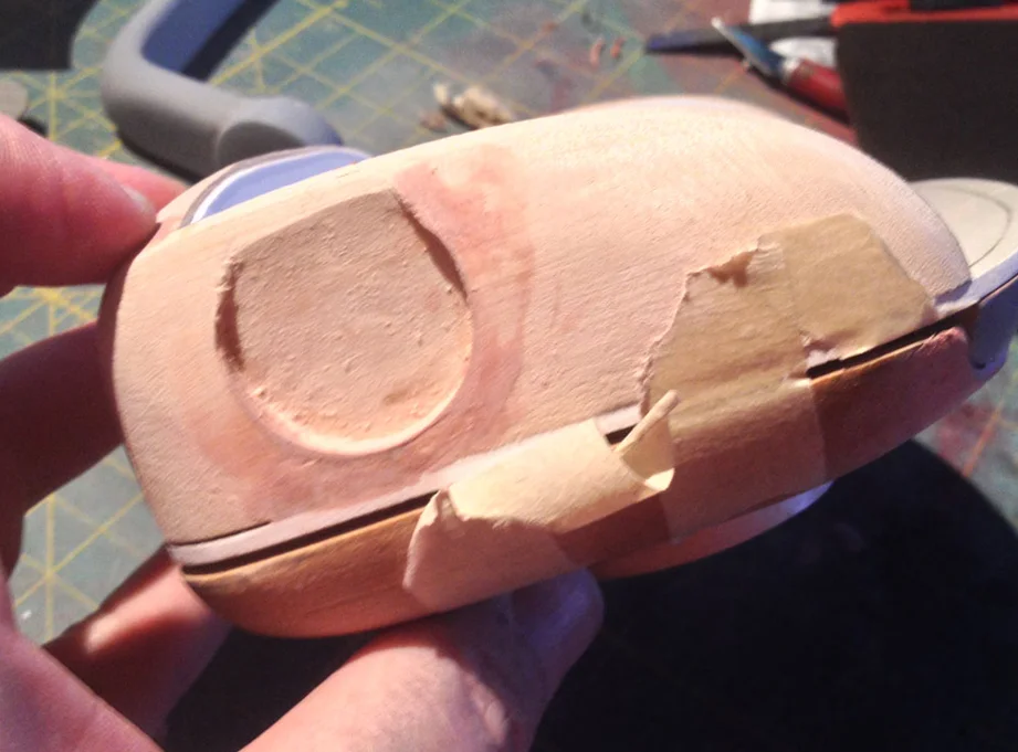 I cut holes for the ear pucks in the side of the head.