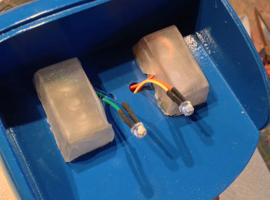 The brains could now be glued over the lights.