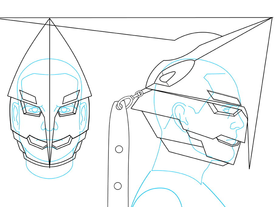  I traced the scale photo and then built the helmet around it. I tried to build in 1/2″ around my head to account for the thickness of the plastic. The risk in sizing it that tight is if you’re off, you can spand a lot of time, money and materials on