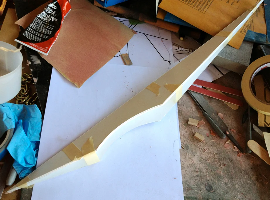 I cut the sides of the head spike from 1/16″ styrene and glued them together at the proper angle.