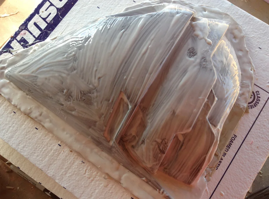 I brushed on a thinned print coat of Mold Max Stroke brushable silicone rubber to preserve the surface detail.