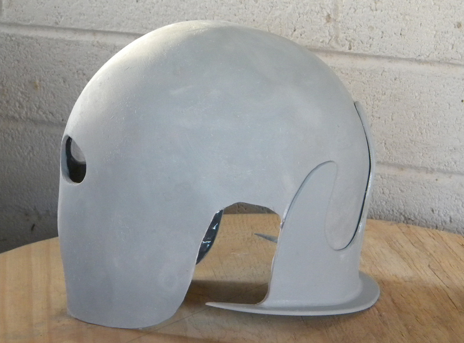  A coat of filler primer and a bit more sanding completed the main helmet. 