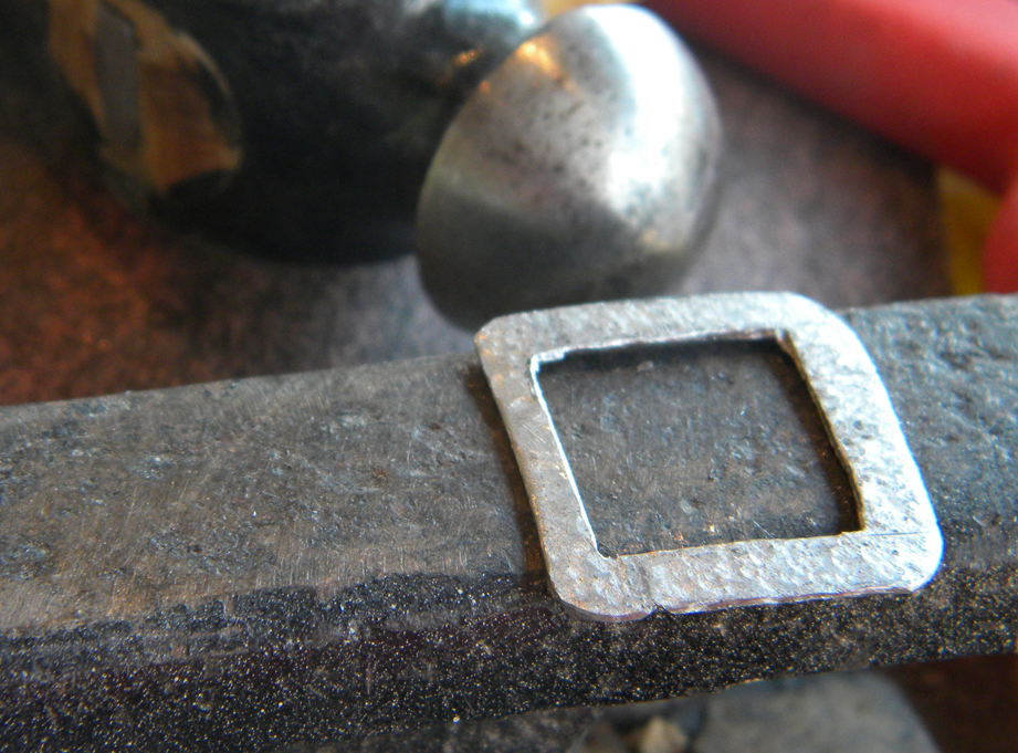  I gave the metal a rough hammered finish with a ballpeen hammer. 