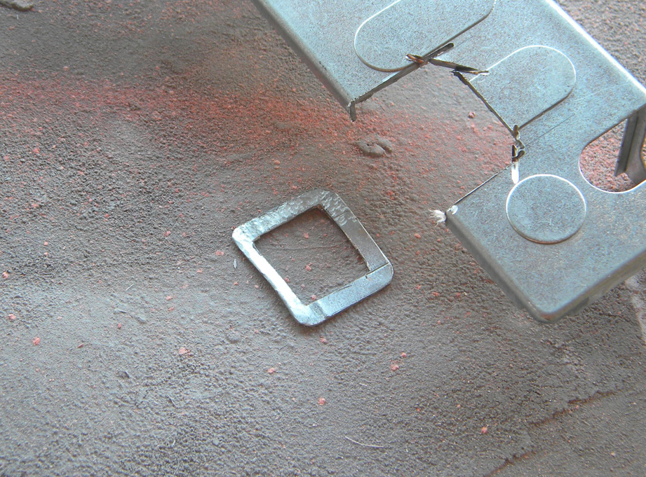  I cut a buckle from a scrap of steel. 