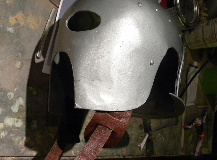  The chin strap glued in place. 