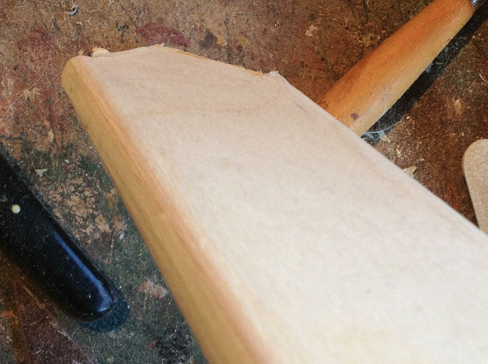  The scabbard “box” was glued shut and then the edge was rounded with a router. 