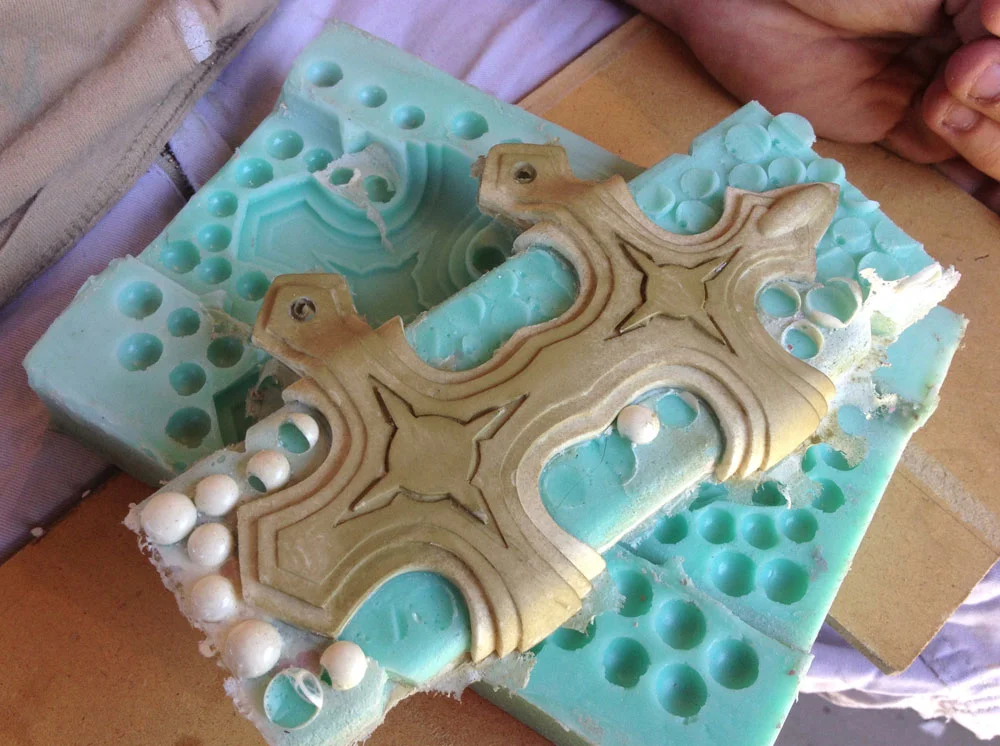 My first test pour in the reassembled mold.