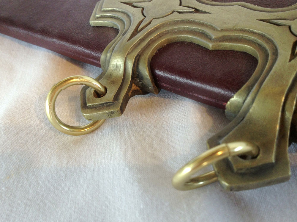  The last detail added were some brass rings for the belt straps (which I hope to make as well). 