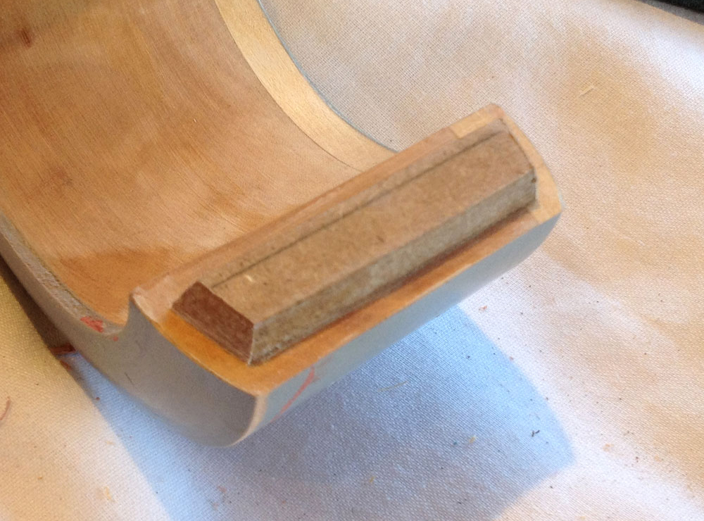  To eventually lock the cuff halves together, I made a key out of 1/4″ MDF. 