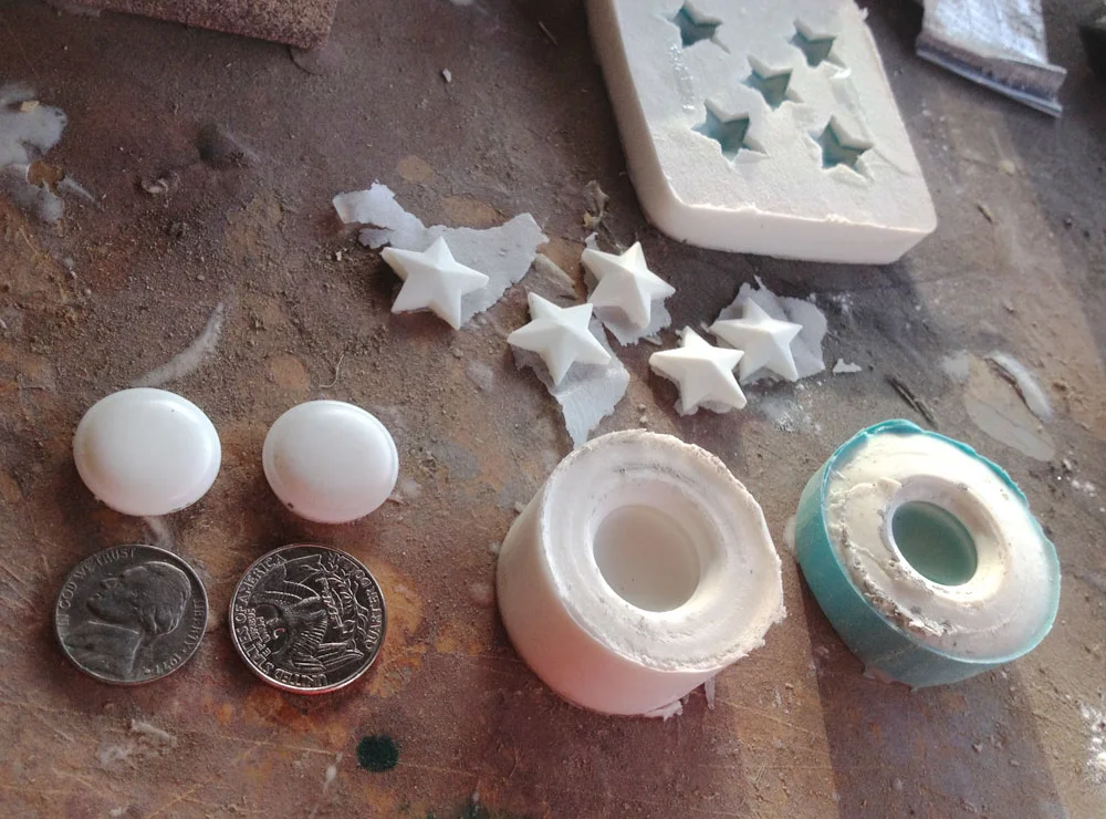 With all the masters finished, I made silicone molds with Smooth-On MoldMax Stroke.