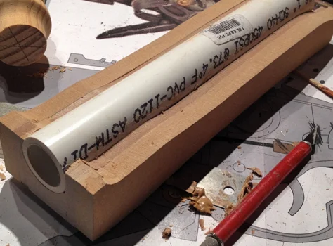 More MDF was added to flesh out the fore grip.