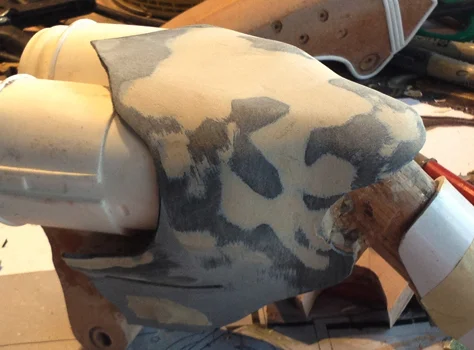 Since heat forming is done with a heat gun and my hand, there are plenty of imperfections to Bondo out.
