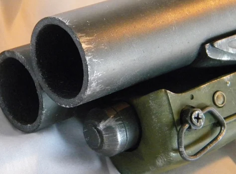 The muzzle of the shotgun. This project was a huge engineering challenge for me. I could plan out the appearance but how the parts would fit together was figured out on the fly. I’m just relieved everything works!