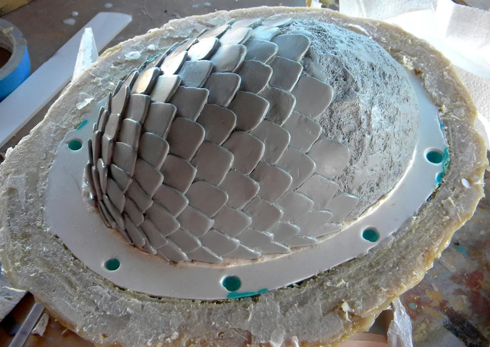 The mold was created in two parts with Smooth-On Stroke brushable silicone with a support shell of Plasti-Paste II.