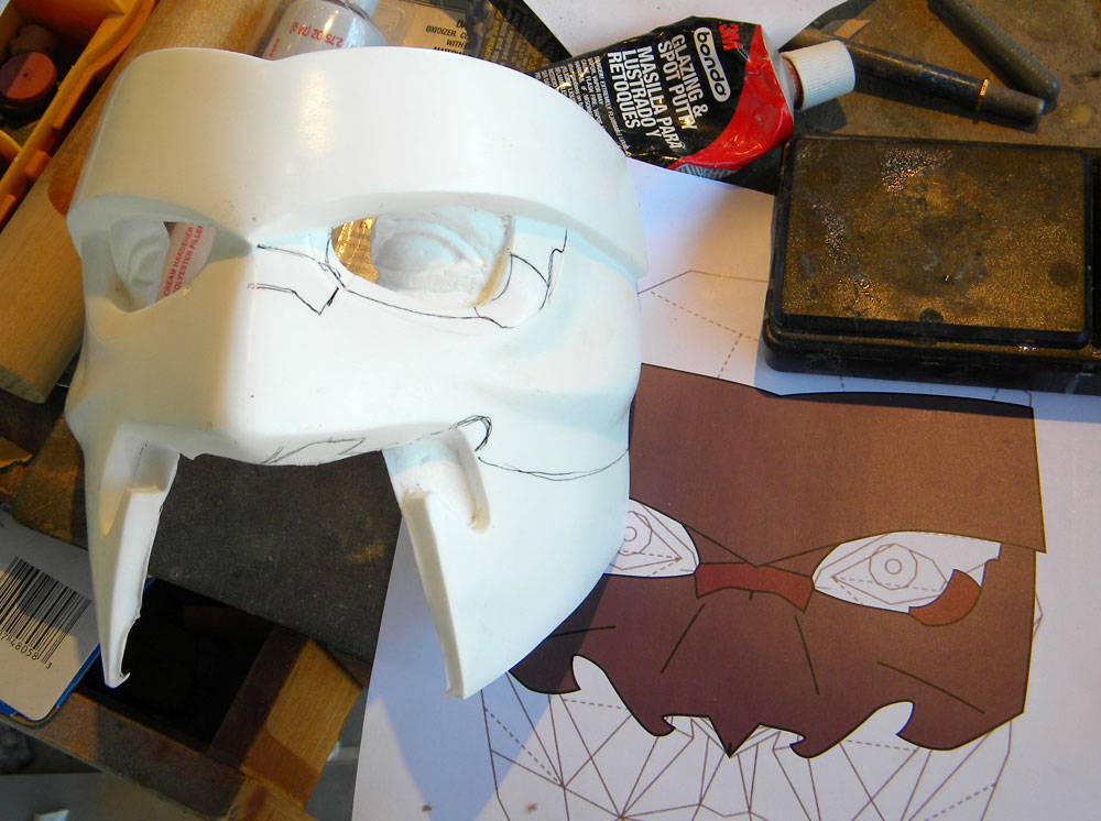 For the half mask, I cast a second copy and marked where I’d need to change it.